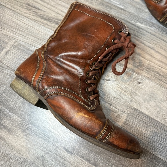 Steve Madden Leather Brown Combat Boots - Picture 12 of 12